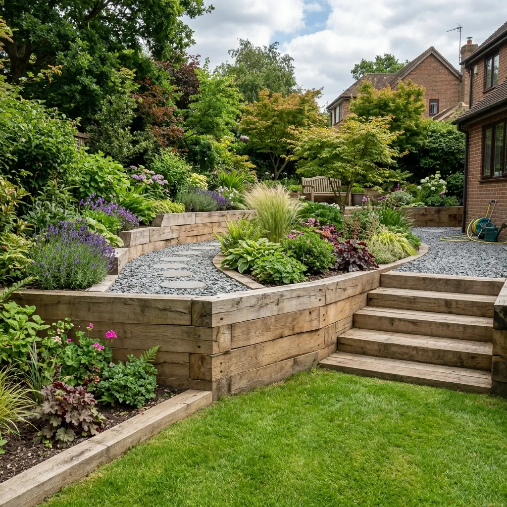 Sleepers and timber edging background